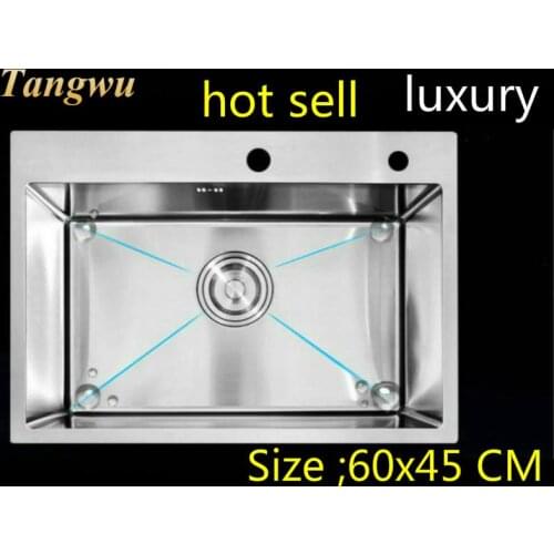 Free shipping Fashion kitchen sink durable 3 mm thick food grade 304 stainless steel hand single slot hot sell 60x45 CM