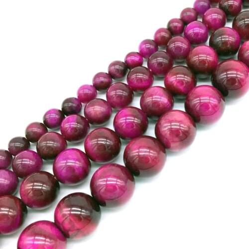 Natural Pink Tiger Eye Stone Beads Smooth Round 4 mm 6 mm 8 mm 15 inch For DIY Jewelry Making Supplies