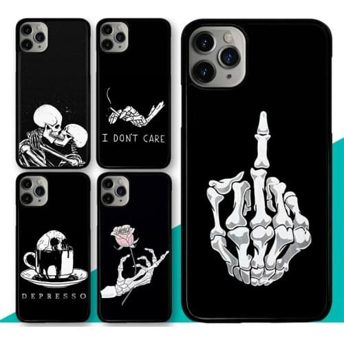Skeleton skull bones Love horrible Case For iPhone XR X XS MAX 11 12 Pro Max mini SE 2020 5S 6S 8 7 Plus Rubber Cover