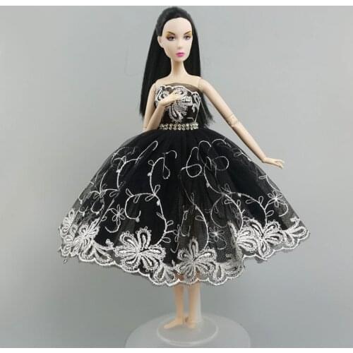 Black White Ballet Tutu Dress For Barbie Doll Outfits Clothes 1/6 Doll Accessories Rhinestone 3-layer Skirt Ball Party Gown Toys
