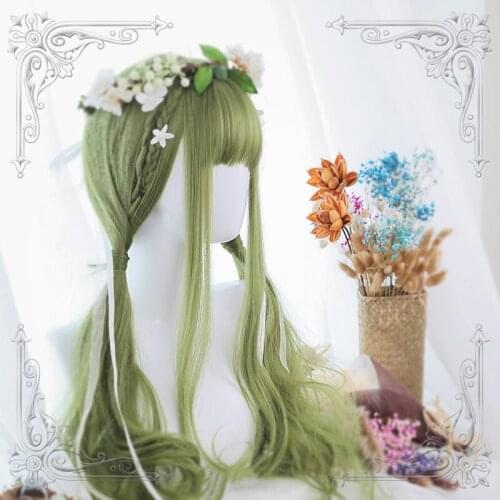 High Quality Lolita Green Lemon Daily Girl 65CM+ Long Wig Cosplay Party