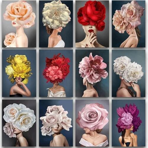 Nordic Modern Flower Beauty Lady Canvas Painting Home Decor Posters Wall Art Prints for Living Room Decoration Bedroom Decor