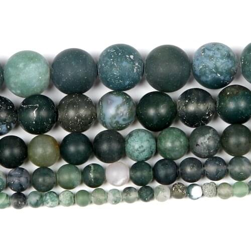 Natural Stone Frosted Water Grass Stone Charm Round Loose Beads For Jewelry Making Needlework Bracelet Diy Strand 4-12 MM