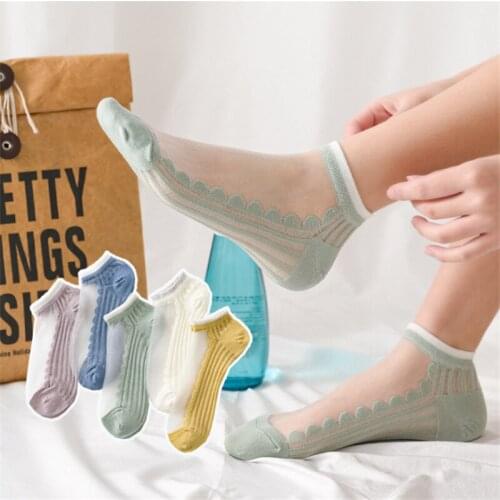 Summer Transparent Breathable Cut Women Socks Elastic Cotton Thin Sock Fashion Korean Ankle Short Socks For Ladies New Arrival
