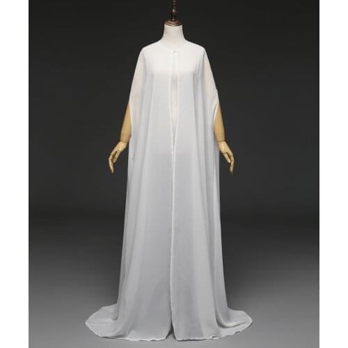 2019 Hot Womens Long Chiffon Cape White /Ivory Wedding Jacket Cloak Bridal Dress Wraps