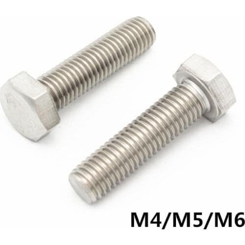 M4/M5/M6 Stainless Steel Hexagonal Screws Outer Hex Bolt DIN933 Bolts For Electrical Machine Equipment Wheel Construction
