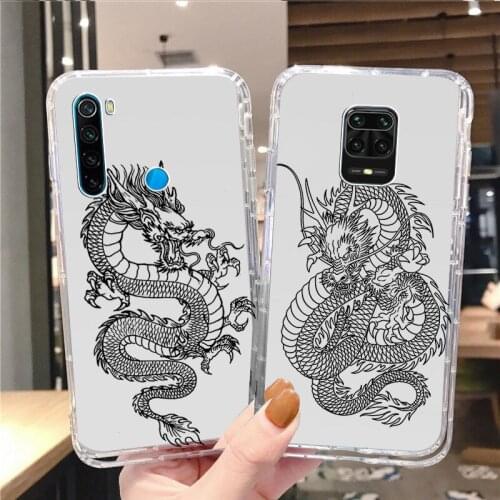Fashion Dragon Animal Pattern Phone Case for Redmi 5Plus 7A 8A 9A 6Pro 9T 10X Note10 Pro Max Poco X3 M3 K40 Transparent Cover