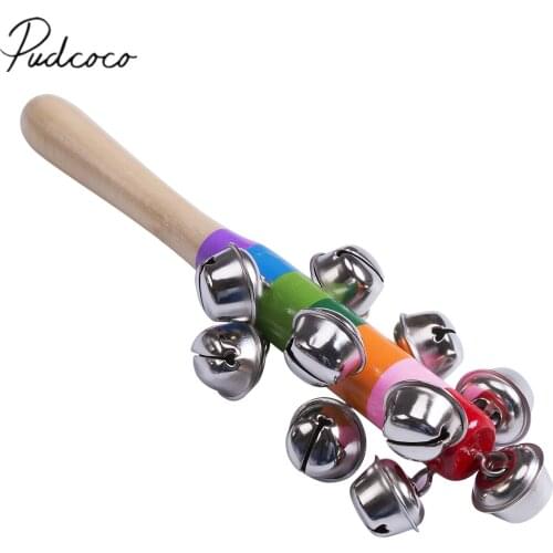 2018 Brand New Toddler Infant Newborn Baby Kid Rainbow Pram Crib Handle Wooden Bell Stick Shaker Rattle Toy Baby Gift