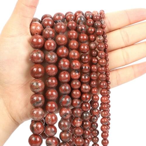 Natural Stone Sesame Stone Charm Round Loose Beads For Jewelry Making Needlework Bracelet Diy Strand 4-12MM