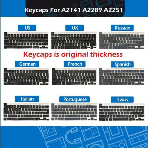 Laptop A2141 A2289 A2251 Key Cap Set Azerty For Macbook Pro Retina 13" 16" Keycaps keys Keyboard Repair 2019 2020