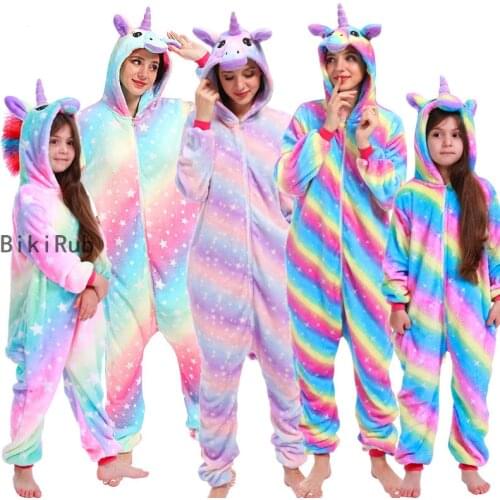 Winter Women Men Unisex Adult Cute Cartoon Onesies Animal Pajamas Panda unicornio Unicorn Flannel Pyjamas Sleepwear