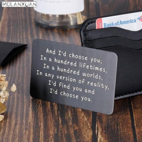 Valentine Gifts for Him Her Men Wallet Card Black for Boyfriend Husband From Wife Girlfriend Love Note Gifts for Groom Fiance