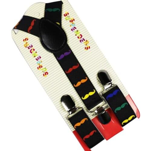 Winfox Children Colorful Beards Suspenders for Boy Girls 3 Clip Buckle Suspenders Y-shape Elatic Belt Strap Shirts Braces