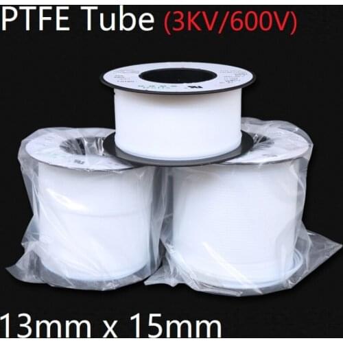PTFE Tube White ID 13mm x 15mm OD F46 Insulated Heat Protect Transmit Hose Rigid Pipe Temperature Corrosion Resistance 600V