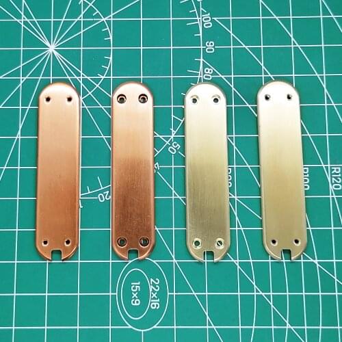 Custom Made Brass/Red Copper Scales with Toothpick and Tweezer Cut-Out for 58mm Victorinox Swiss Army Knife 2 Layer