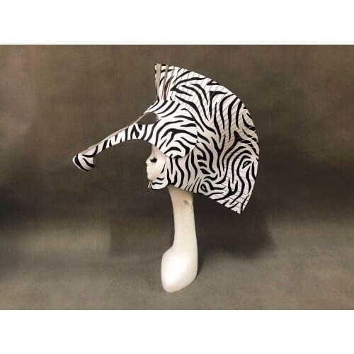 Halloween hat bar nightclub stage dance wear Animal party zebra cosplay mask striped performance headdress
