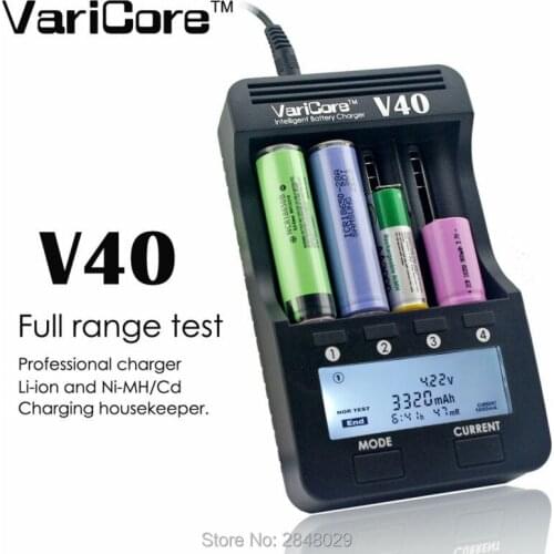 In VariCore V40 3.7 18650 26650 18350 16340 18500 25500 10440 17500 NiMH 1.2 The AA AAA 5V output LCD smart charger