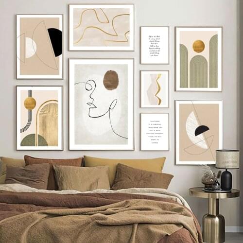 Modern Abstract Geometry Line Woman Curve Nordic Poster Wall Art Print Canvas Painting Wall Pictures For Living Room Home Decor