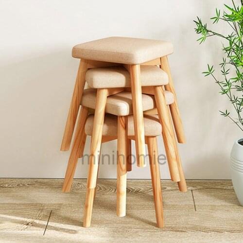 Modern Kids Room Furniture Solid Wood Chairs Simple Living Room Chairs Bedroom Vanity Chair Wooden Stool Small Chair Stool mc