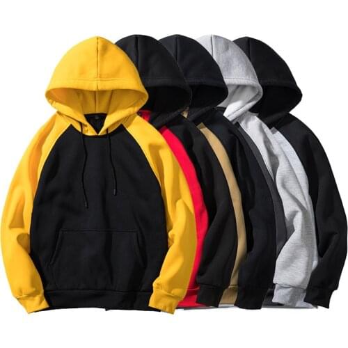 US Size Fashion Spring Men Hoodies Coats Couple Patchwork Long Sleeve Sweatshirts Male Autumn Fleece Pullover Streetwear
