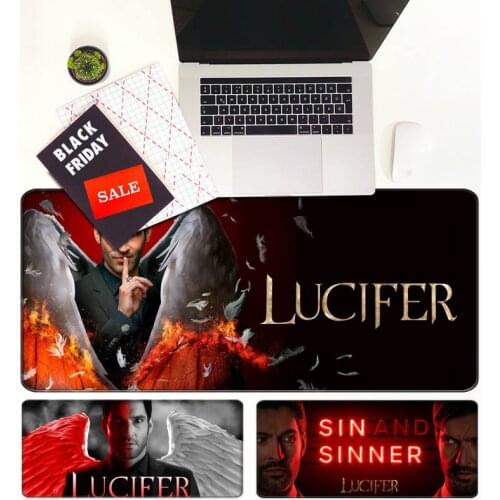 TV Lucifer Laptop Extra Large Mouse Pad Big Computer Gaming Mousepad Anti-slip Natural Rubber with Locking Edge Gaming Mouse Mat