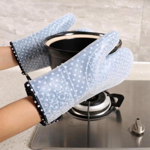 1Pc Thicken Lengthen Silicone Oven Glove Kitchen Heat Resistant Cooking Mitten