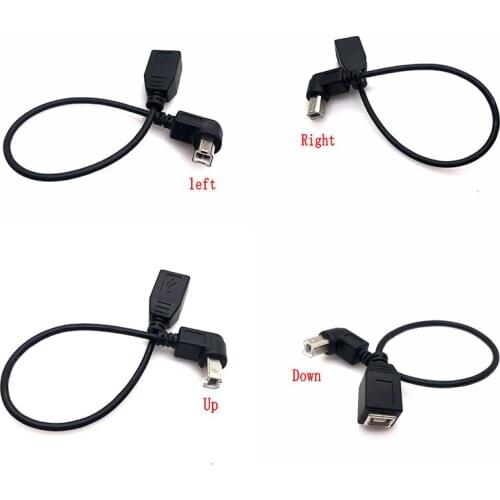 USB 2.0 B Female to Type-B Male 90 Degree Left Right Angle Printer Short Extension Cable for Printer Scanner Mobile HDD and More