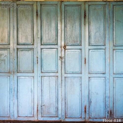Vinyl Photography Background Blue Wooden Door Computed Printed Children Backdrops for Photo Studio Floor-818