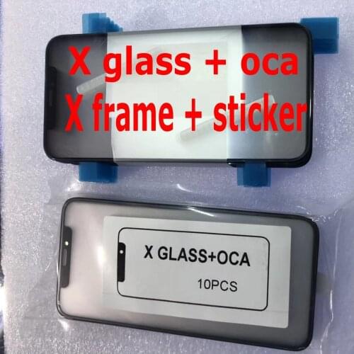 AAAA+ Front Screen Outer Glass with OCA for iPhone x XS XR XSMAX WINDOW frame Bezel with Sticker Kits Assembly Replacement Parts