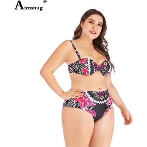 Plus Size 5xl Women Bikini Sets High Cut Two Pieces Swimwear Sexy Fashion 3D Print Swimsuits Vintage 2021 Push Up 2PCS Outfits