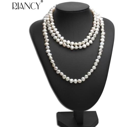 Four color long chain freshwater baroque shape pearl necklace natural genuine pearl necklace for women