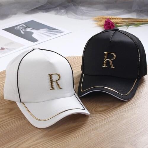 01906-jiejia Silk fabrics Metal R Letter VISORS cap men women baseball hat