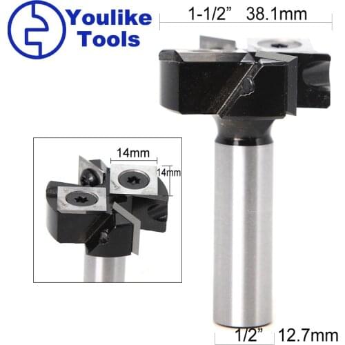 1PC 12.7mm Shank 12mm Router Bit with Milling Cutter Cemented Carbide Woodworking Bits Insert-Style Spoilboard indexable drill