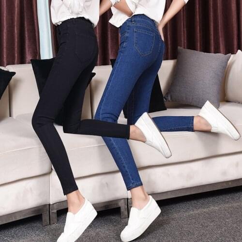 2021 New Jeans for Women High Waist Plus Size Skinny Gray Black Blue Mom Jeans High Elastic Comfort Denim Pencil Pants