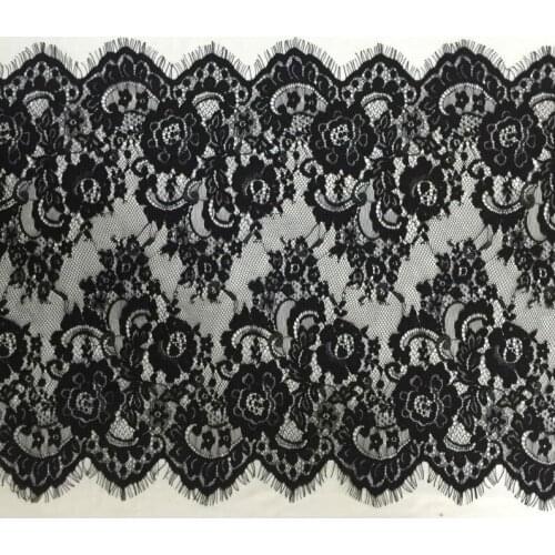 3M/Lot Width 43CM Good Quality France Eyelash Lace Trim DIY Clothing Skirt Wedding Dress Embroidery Lace Fabric Accessories