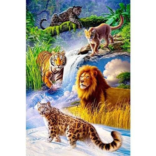 Diamond Embroidery Full Square New Diamond Painting Animal Lion tiger leopard 5D DIY Home Decoration Mosaic Childrens gifts