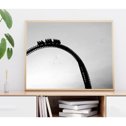 Roller Coaster Black White Photo Picture Modern Minimalist Wall Art Canvas Painting Print Nordic Poster Decoration for Home