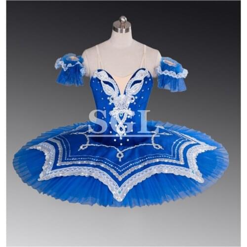 Free Shipping Velvet Bodies Blue Ballet Tutus Professioal Nutcracker For Competition Or Performance Dance Costumes AT1079