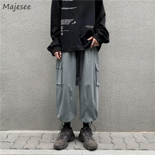 Casual Pants Men Design Bundle Feet Harajuku Solid Cargo Pant Loose Hip Hop Tooling Ankle-length Trousers Teens Korean Fashion
