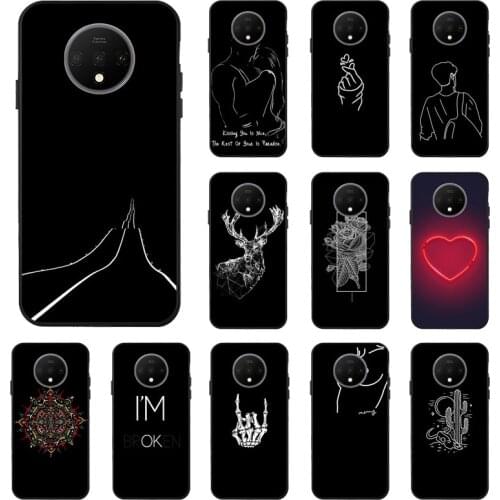 For Oneplus Nord Case 3D DIY Black Painted Cartoons Case On Oneplus 8 7T 7 Pro 6T 6 Silicone Cover Bumper One Plus 8 7T 7 Pro