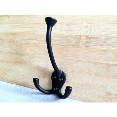 Decorative Wall Hooks Black Retro Coat Hangers Coat Rack Hooks Metal Hook Hardware Versatile Double Hooks