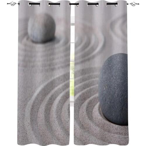 Stones Sand Stones Stones Zen Quiet Texture Window Curtains LivingRoom Kitchen Curtains Left and Right Biparting Open