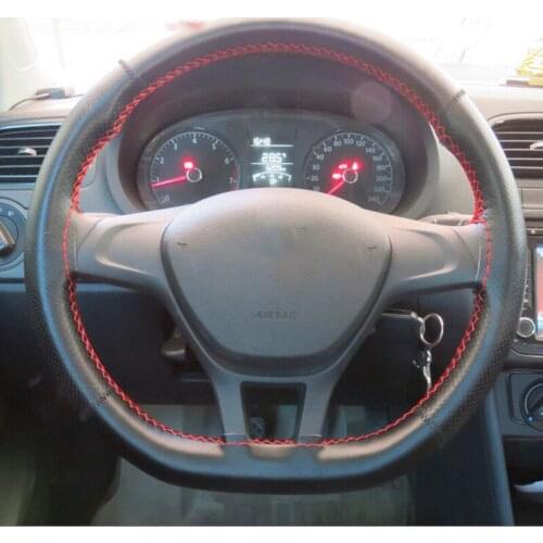 DIY Hand-stitched Genuine Cowhide Car Braid Leather Car Steering Wheel Cover For D Style Auto Accessories Black 36CM/38CM/40CM