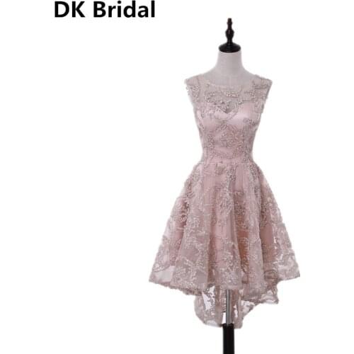 Elegant Khaki High Low Cocktail Dresses Customized Evening Party Dress Short Front Long Back Gown 2019 vestidos de festa