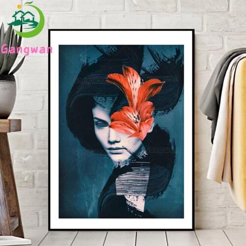 Photo custom diy diamond embroidery abstract Lily flower woman diamond painting full square round drill mosaic home decoration