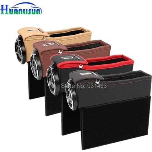 HUANLISUN 1 pair Auto PU Leathe Car Seat Gap Storage Bag Seat Gap Fillers Space storage bag box