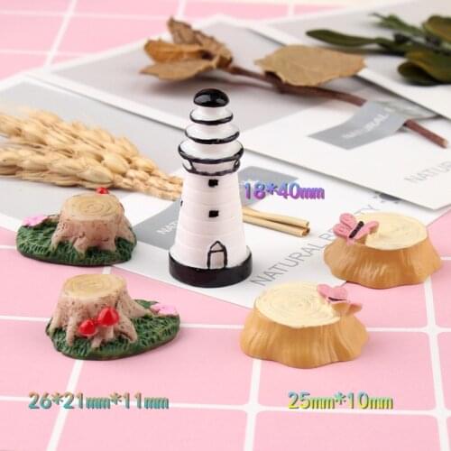 Kawaii 3D DIY Jewelry Findings Ornament Accessories Resin Cabochon Ocean lighthouse mushroom butterfly stump Clay pendant diy