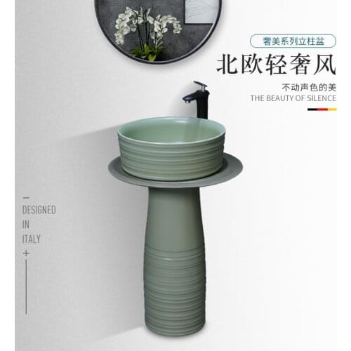 Ceramic column wash basin balcony column wash basin large floor type Nordic wash basin column Basin