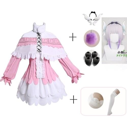 Japanese Anime Miss Kobayashis Dragon Maid Kamui Kanna Cosplay Costume Women Halloween Party Dress Outfits with Accessories