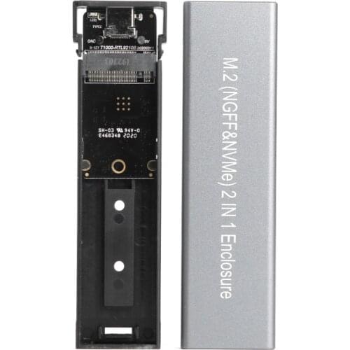 M.2 SSD Enclosure USB3.1 10Gbps M.2 NGFF SATA+NVME PCIE External Support 22*30mm / 22*42mm / 22*60mm / 22*80mm Hard Drive Case